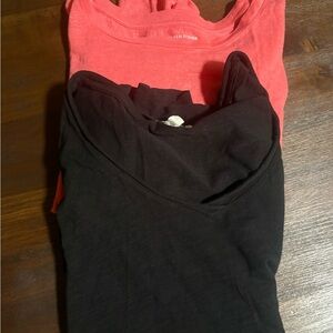 Eileen Fisher Woman’s  organic Cotton Black and Salmon Linen Short Sleeve Tees